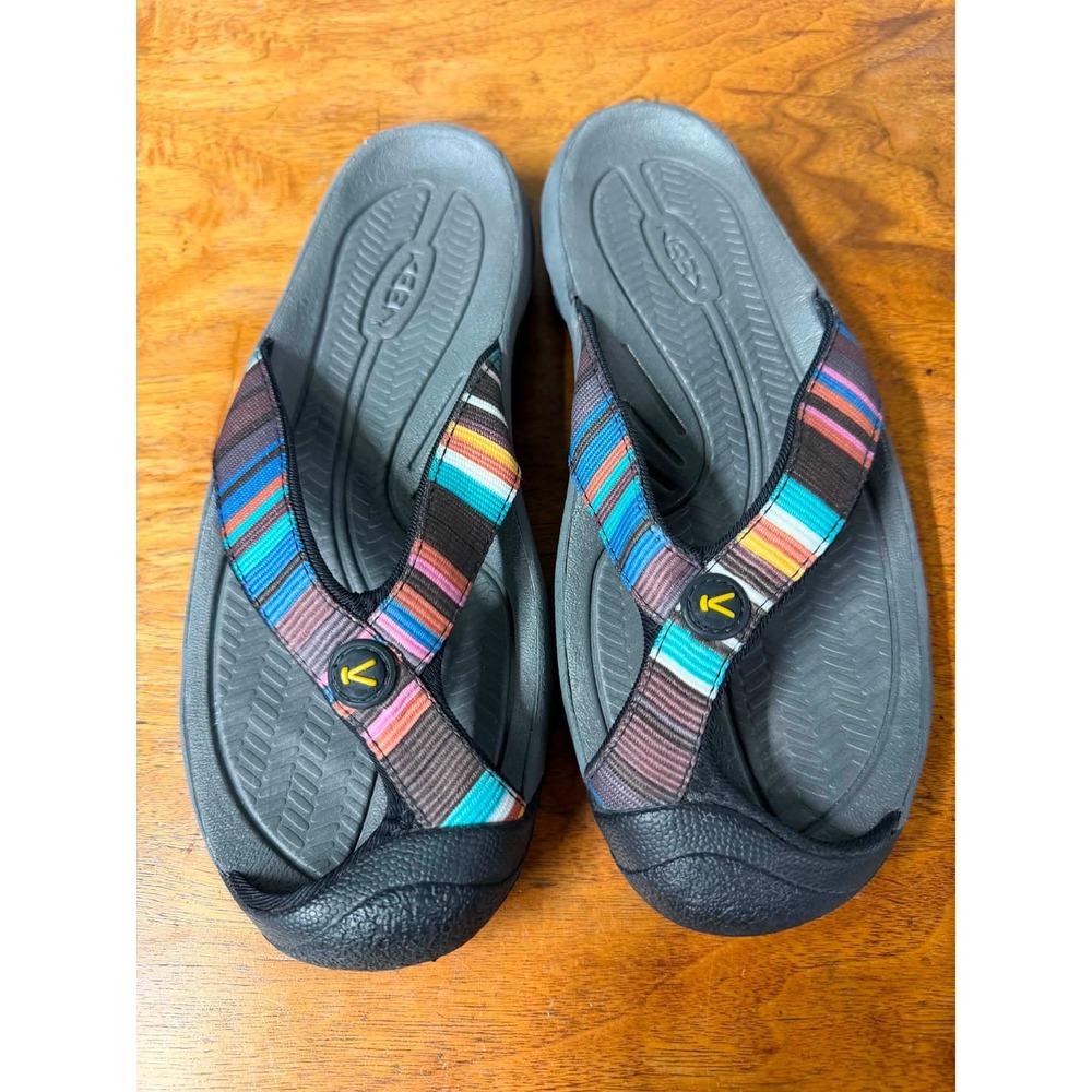 Keen Womens 7.5 Gray Waimea H2 Flip Flop Sandals Multi Color Stripe 1003692